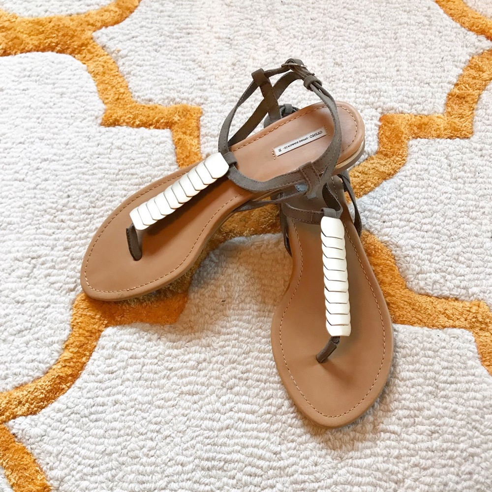 Oysho Gold Green Sandals
